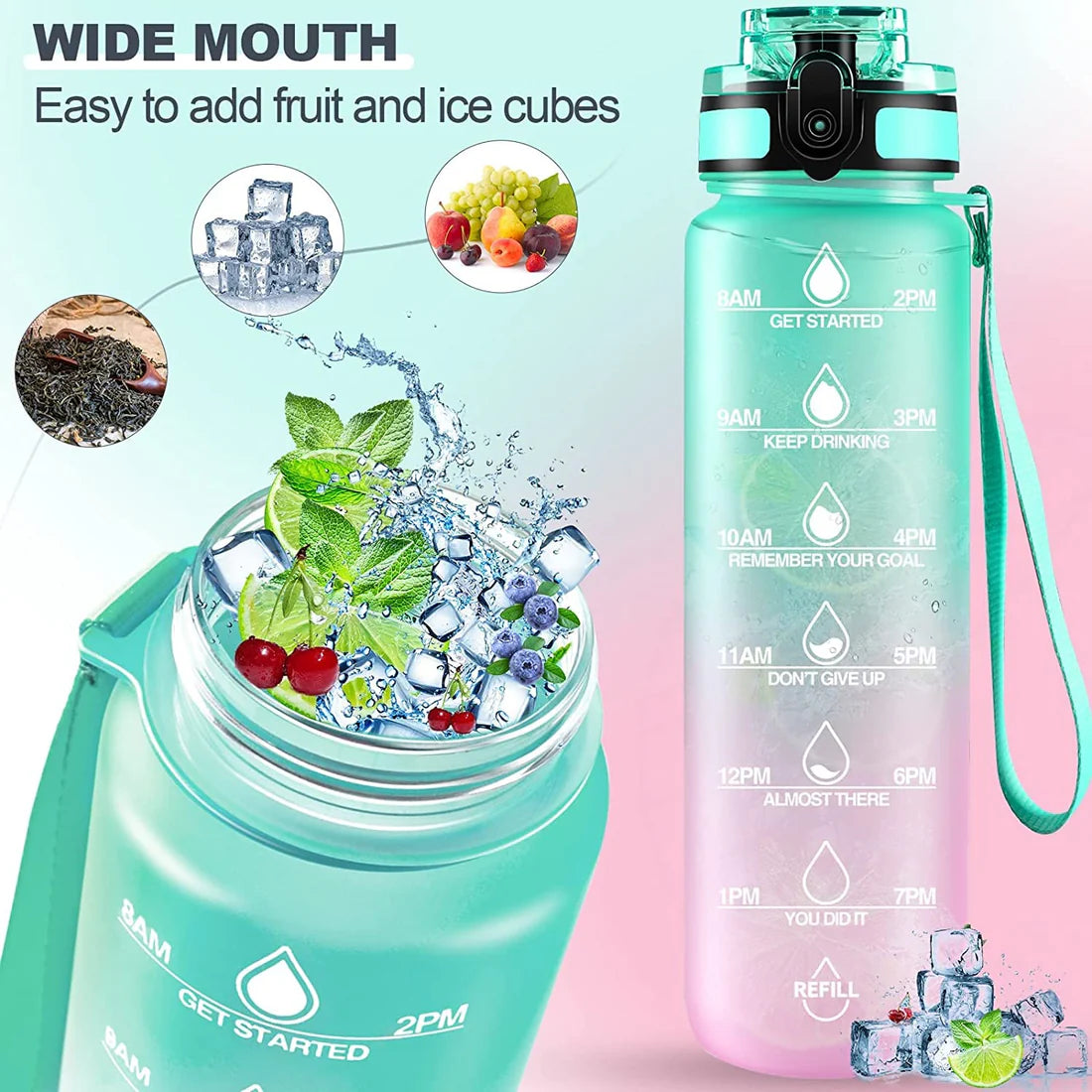 Water Bottle with Straw